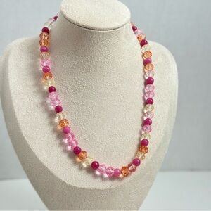 Rainbow Glow Beaded Necklace – Stone & Acrylic Mix